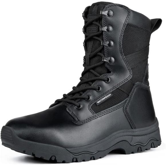 Men\'s Lightweight Combat Boots Thick Black Waterproof